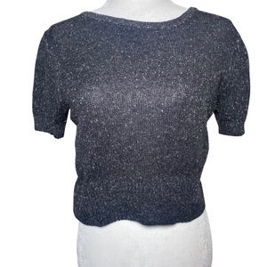 Stefano Basics Crop Top Short Sleeve Sweater Heather Grey sz Medium